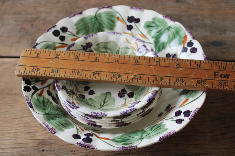 photo of Blue Ridge Southern Potteries vintage hand painted pottery bowls, huckleberry or blueberries pattern  #3