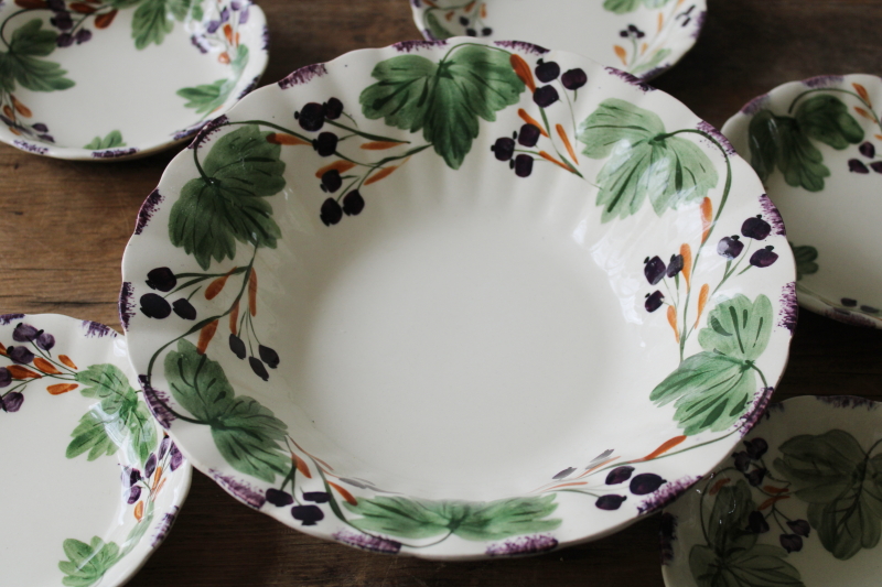 photo of Blue Ridge Southern Potteries vintage hand painted pottery bowls, huckleberry or blueberries pattern  #4