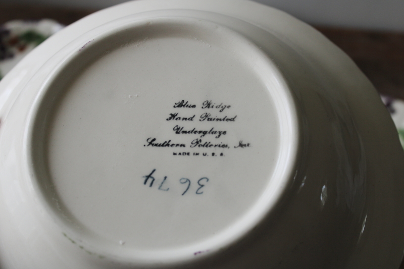 photo of Blue Ridge Southern Potteries vintage hand painted pottery bowls, huckleberry or blueberries pattern  #5