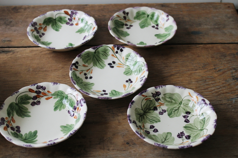 photo of Blue Ridge Southern Potteries vintage hand painted pottery bowls, huckleberry or blueberries pattern  #6