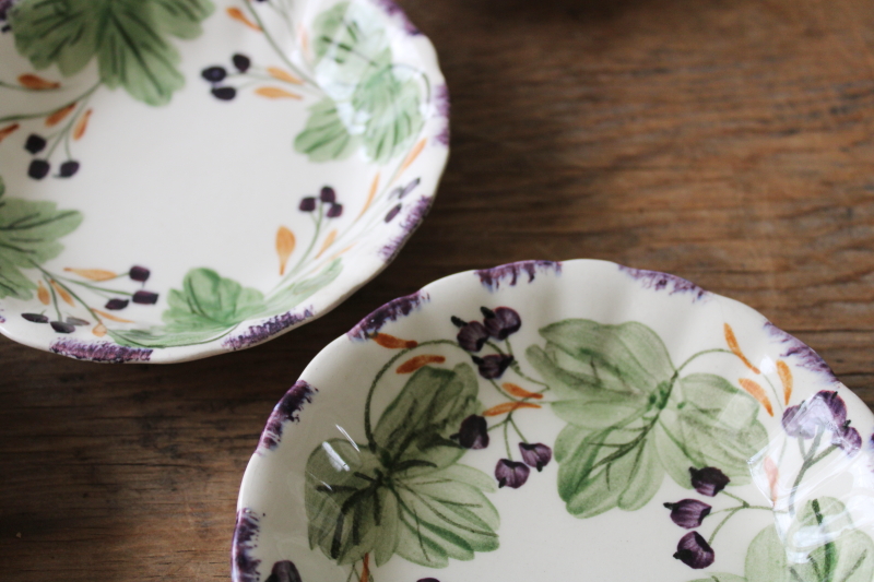 photo of Blue Ridge Southern Potteries vintage hand painted pottery bowls, huckleberry or blueberries pattern  #7