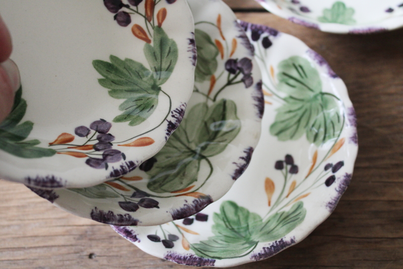 photo of Blue Ridge Southern Potteries vintage hand painted pottery bowls, huckleberry or blueberries pattern  #9