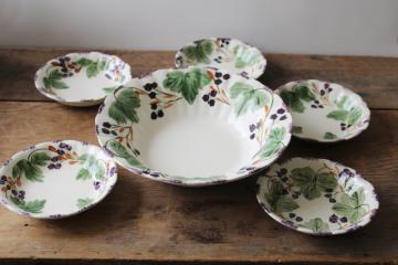 catalog photo of Blue Ridge Southern Potteries vintage hand painted pottery bowls, huckleberry or blueberries pattern 