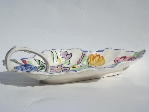 photo of Blue Ridge Southern Potteries vintage hand painted pottery leaf dish #2