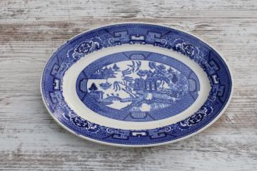 catalog photo of Blue Willow Homer Laughlin platter 11 1/2 inches, mid century vintage blue & white china 