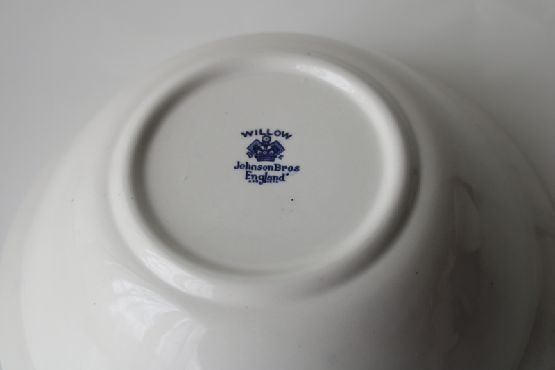 photo of Blue Willow Johnson Bros England round serving vegetable bowl never used, 1990s vintage  #5