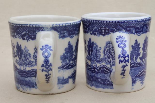 photo of Blue Willow pattern coffee mugs, vintage Japan blue & white china ceramic cups #4