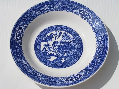 photo of Blue Willow vintage Royal china, lot soup plates rimmed bowls #2