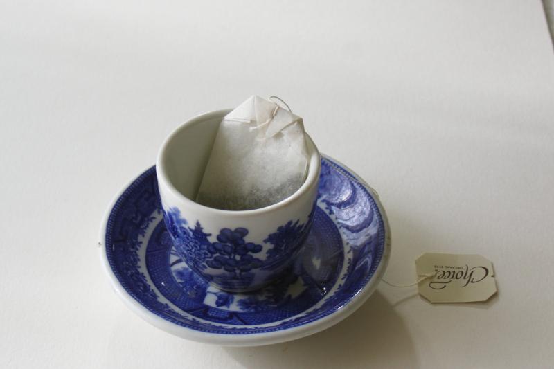 photo of Blue Willow vintage Shenango restaurant china, Chinese style tea bowl cup & saucer #1