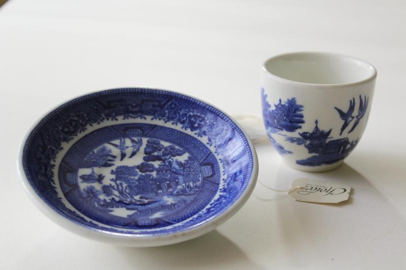 photo of Blue Willow vintage Shenango restaurant china, Chinese style tea bowl cup & saucer #2