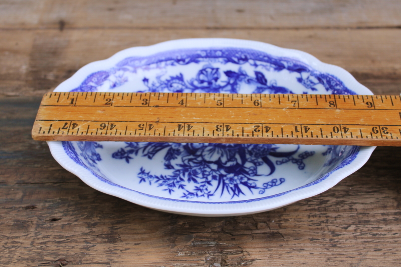 photo of Bluemont China vintage Japan porcelain serving dishes, blue & white floral oval bowls  #3