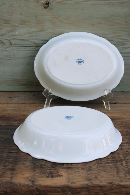 photo of Bluemont China vintage Japan porcelain serving dishes, blue & white floral oval bowls  #4