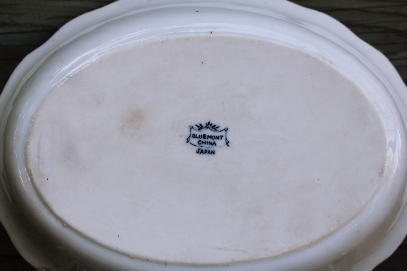 photo of Bluemont China vintage Japan porcelain serving dishes, blue & white floral oval bowls  #5