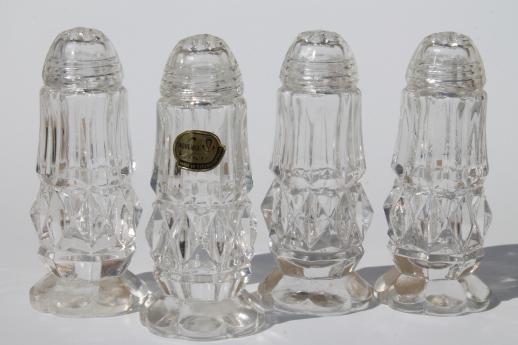 photo of Bohemia crystal salt & pepper shakers w/       clear glass shaker lids, vintage S&P sets #1