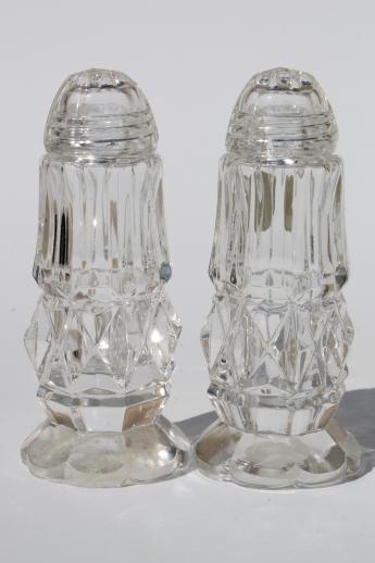 photo of Bohemia crystal salt & pepper shakers w/       clear glass shaker lids, vintage S&P sets #3