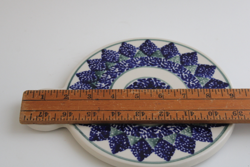 photo of Boleslawiec Polish pottery cheese board or large round trivet w/ hanger handle #5
