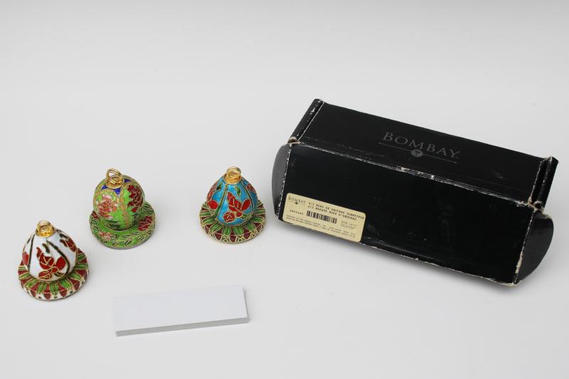 photo of Bombay Co cloisonne enameled Christmas ornament place card holders hors d'oeuvres markers #1