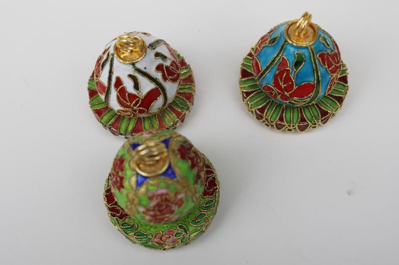 photo of Bombay Co cloisonne enameled Christmas ornament place card holders hors d'oeuvres markers #3