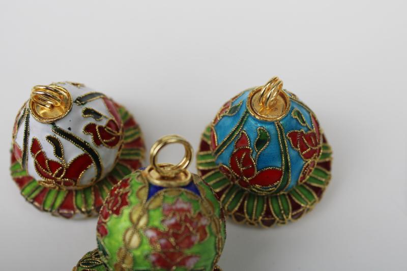 photo of Bombay Co cloisonne enameled Christmas ornament place card holders hors d'oeuvres markers #4