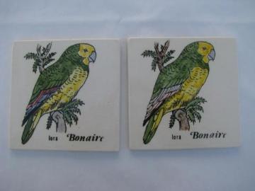 catalog photo of Bonaire ceramic tile pictures, caribbean tropical island parrots, retro beach