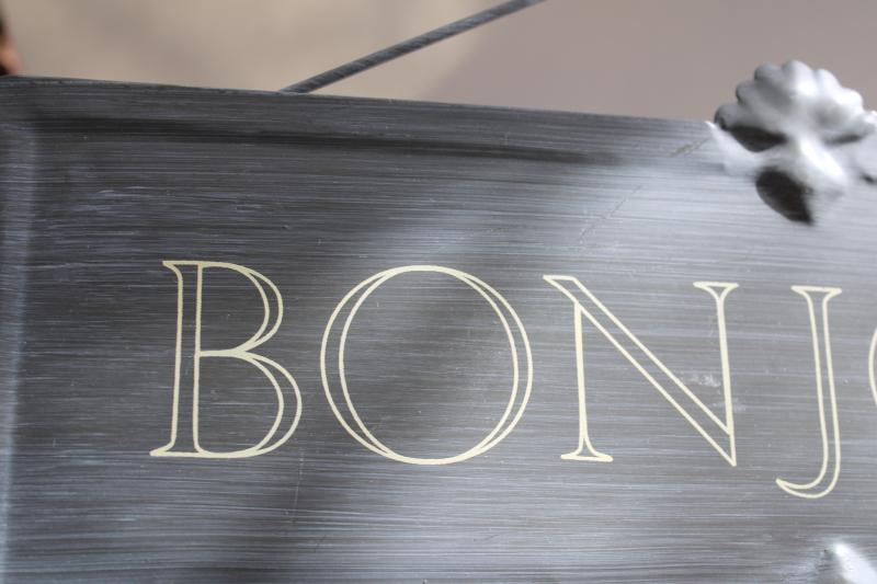 photo of Bonjour modern metal sign, chalkboard finish tin vintage style French country  #3