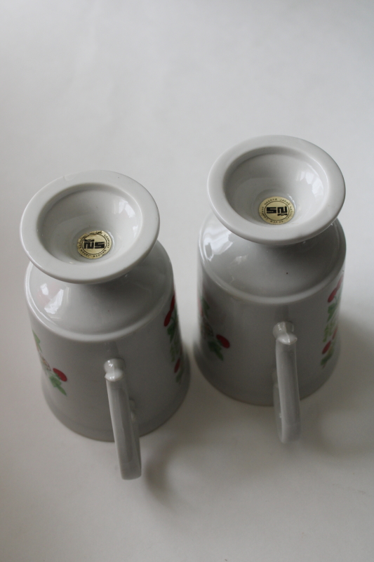 photo of Bonjour vintage ceramic mugs w/ cherries & berries strawberries print, country cottage kitchen  #3