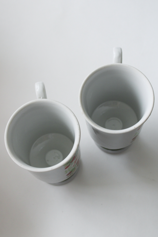 photo of Bonjour vintage ceramic mugs w/ cherries & berries strawberries print, country cottage kitchen  #5