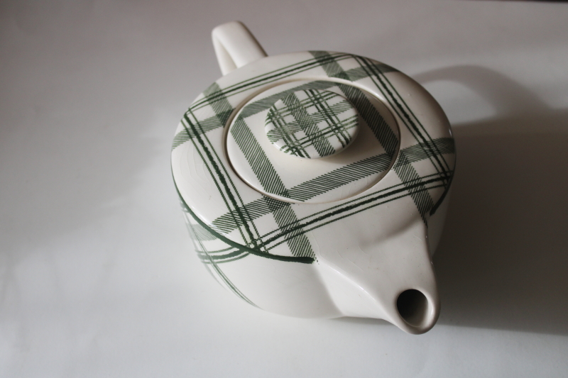photo of Bonnie Scots green tartan plaid pattern teapot mid century modern vintage USA Royal china  #2