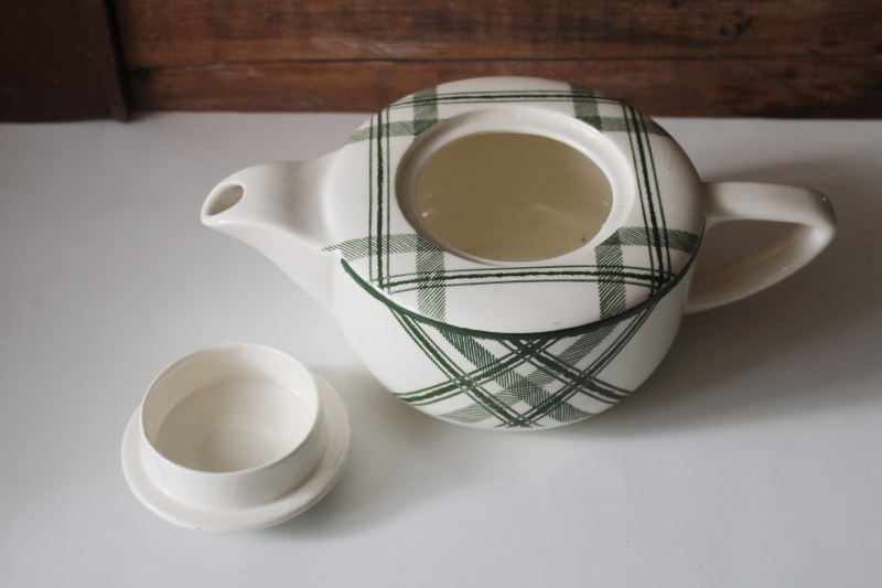 photo of Bonnie Scots green tartan plaid pattern teapot mid century modern vintage USA Royal china  #4