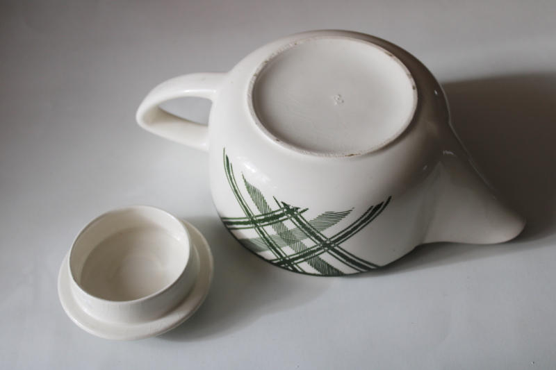 photo of Bonnie Scots green tartan plaid pattern teapot mid century modern vintage USA Royal china  #5