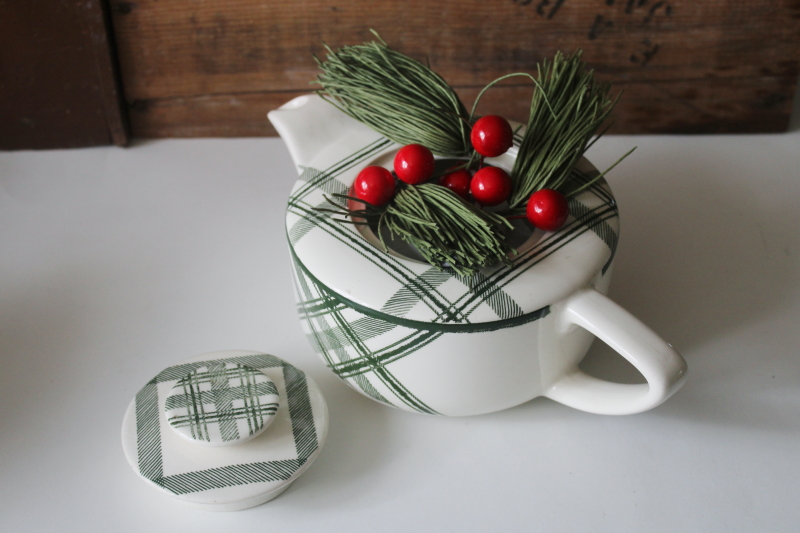 photo of Bonnie Scots green tartan plaid pattern teapot mid century modern vintage USA Royal china  #7