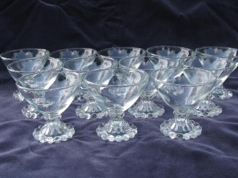 photo of Boopie candlewick beads footed sherbet glasses, vintage Hocking glass #1