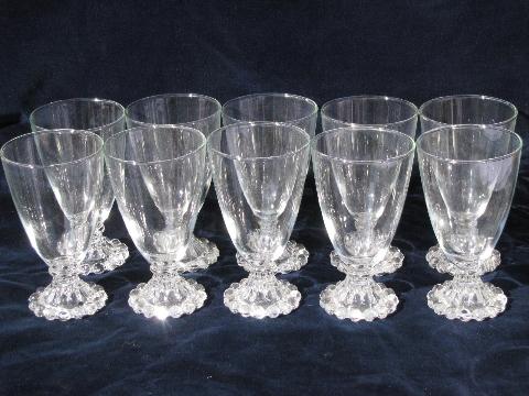 photo of Boopie pattern candlewick bead edge water glasses, set of 10, vintage pressed glass #1