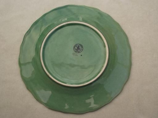 photo of Bordallo Pineiro Portugal pottery plate, green majolica lamb / sheep #2