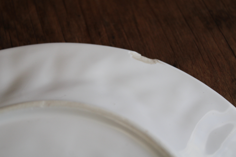 photo of Bordallo Pinheiro all white pottery plates majolica fruit pattern, cherries salad plates #7