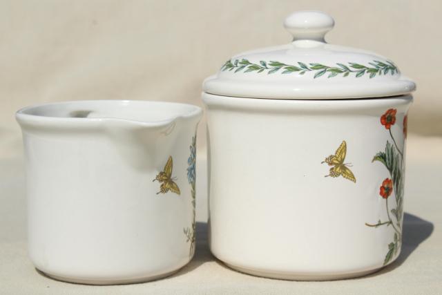 photo of Botanic Garden Portmeirion cream pitcher & sugar set, drum bowl w/ lid, creamer #4