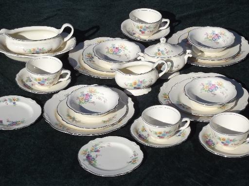 photo of Bouquet Virginia Rose Homer Laughlin, vintage china dishes set for 4 #1