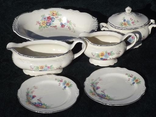 photo of Bouquet Virginia Rose Homer Laughlin, vintage china dishes set for 4 #8