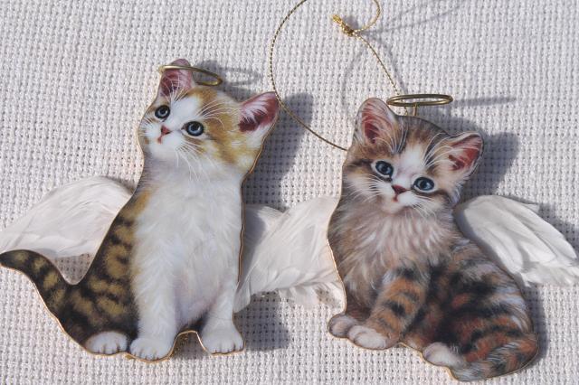 photo of Bradford Exchange Purr-fect Little angels kittens, whole tree of kitty cat Christmas ornaments #13