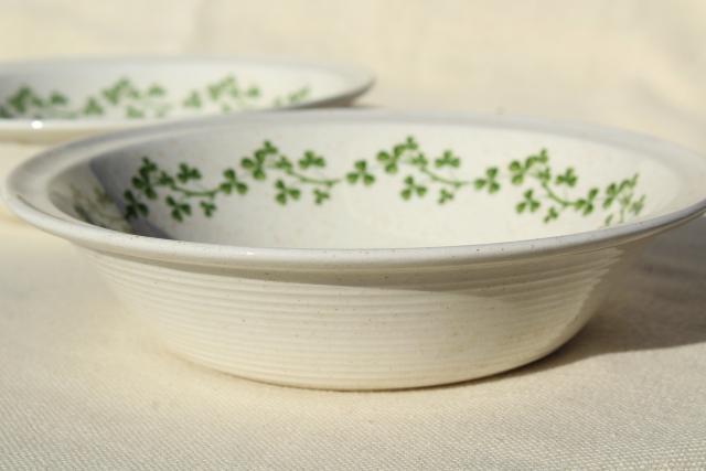 photo of Brendan Erin stoneware cereal bowls, vintage Arklow Ireland pottery Irish shamrock clover #3