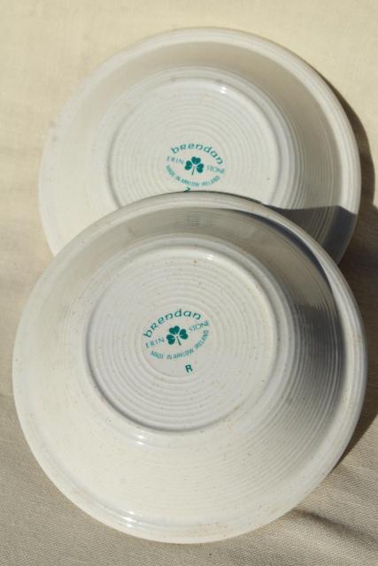 photo of Brendan Erin stoneware cereal bowls, vintage Arklow Ireland pottery Irish shamrock clover #6