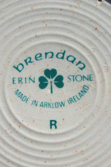 photo of Brendan Erin stoneware cereal bowls, vintage Arklow Ireland pottery Irish shamrock clover #7