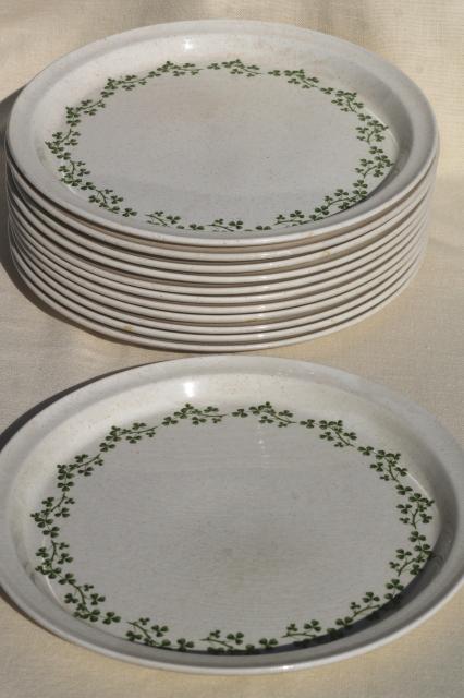 photo of Brendan Erin stoneware dinner plates, vintage Arklow Ireland pottery Irish shamrock clover #1