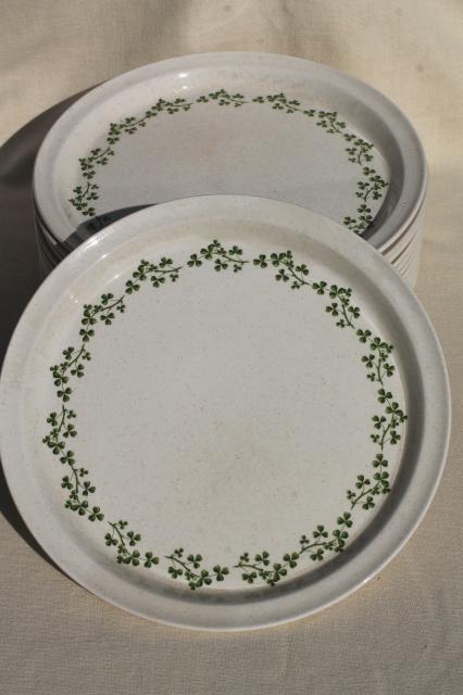 photo of Brendan Erin stoneware dinner plates, vintage Arklow Ireland pottery Irish shamrock clover #2