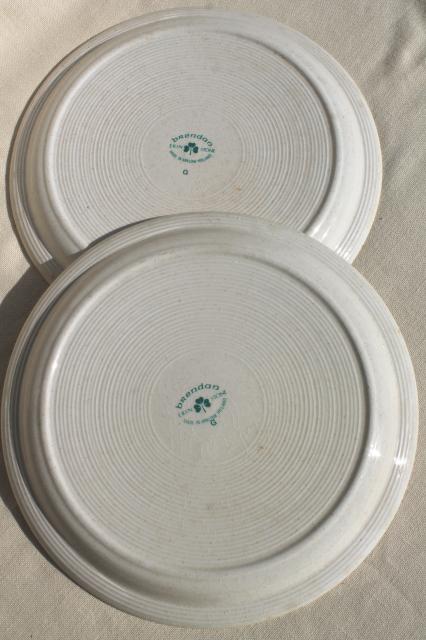 photo of Brendan Erin stoneware dinner plates, vintage Arklow Ireland pottery Irish shamrock clover #5