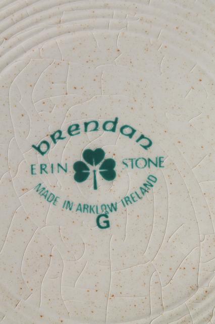 photo of Brendan Erin stoneware dinner plates, vintage Arklow Ireland pottery Irish shamrock clover #6