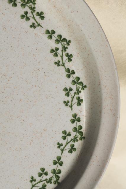 photo of Brendan Erin stoneware dinner plates, vintage Arklow Ireland pottery Irish shamrock clover #7