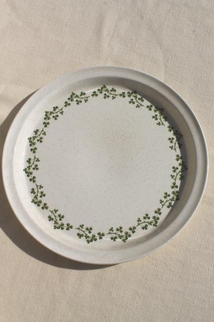 photo of Brendan Erin stoneware dinner plates, vintage Arklow Ireland pottery Irish shamrock clover #8