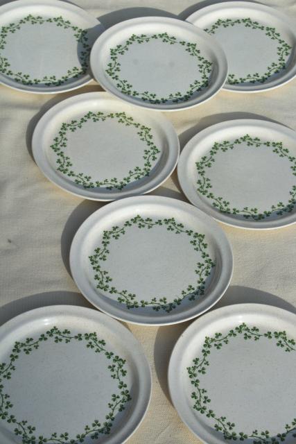 photo of Brendan Erin stoneware salad plates, vintage Arklow Ireland pottery Irish shamrock clover #1