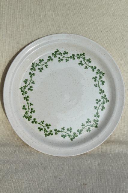 photo of Brendan Erin stoneware salad plates, vintage Arklow Ireland pottery Irish shamrock clover #3